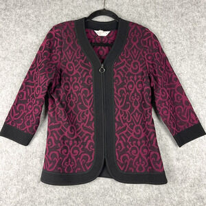 Exclusively Misook Cardigan Sweater Jacket Womens Small Zip Front Classic